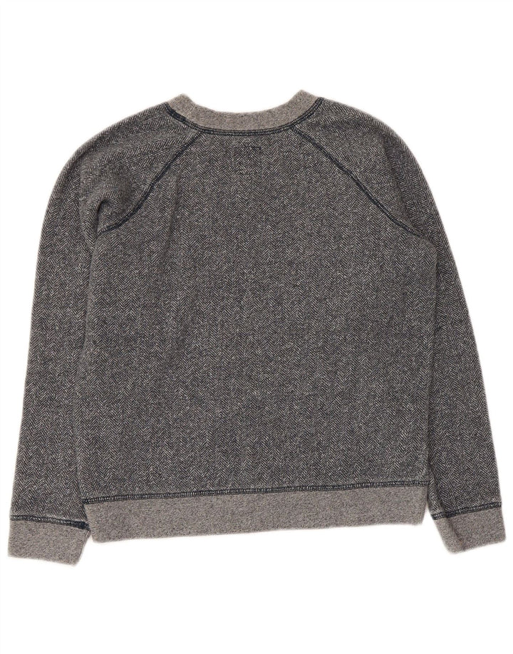 Jack Wills Womens Crop Sweatshirt Jumper UK 10 Small Grey Herringbone