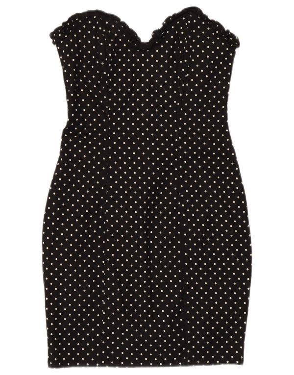 Via Della Spiga Womens Strapless Dress UK 8 Small Black Polka Dot