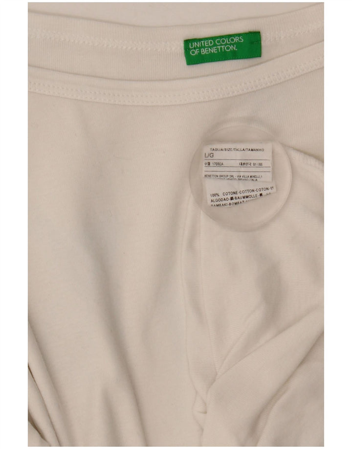 Benetton Womens Top 3/4 Sleeve UK 14 Large White Cotton