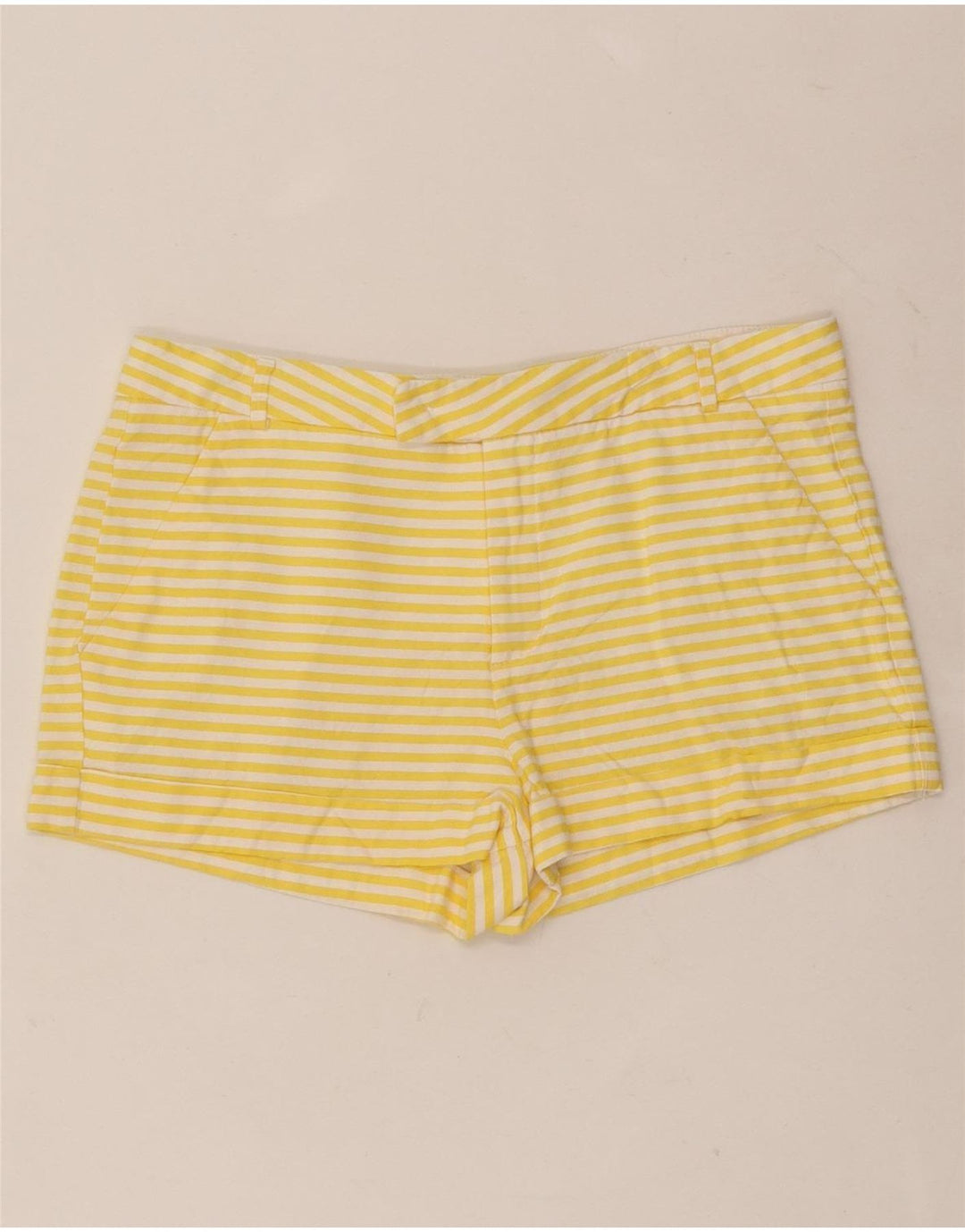 Zara Womens Hot Pants Small W26  Yellow Pinstripe Viscose