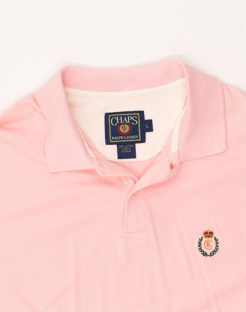 CHAPS Mens Polo Shirt Large Pink Cotton | Vintage Chaps | Thrift | Second-Hand Chaps | Used Clothing | Messina Hembry 