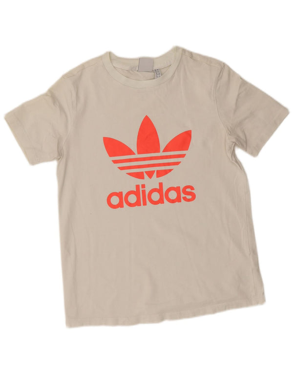 Adidas Womens Graphic T-Shirt Top UK 12 Medium White Cotton