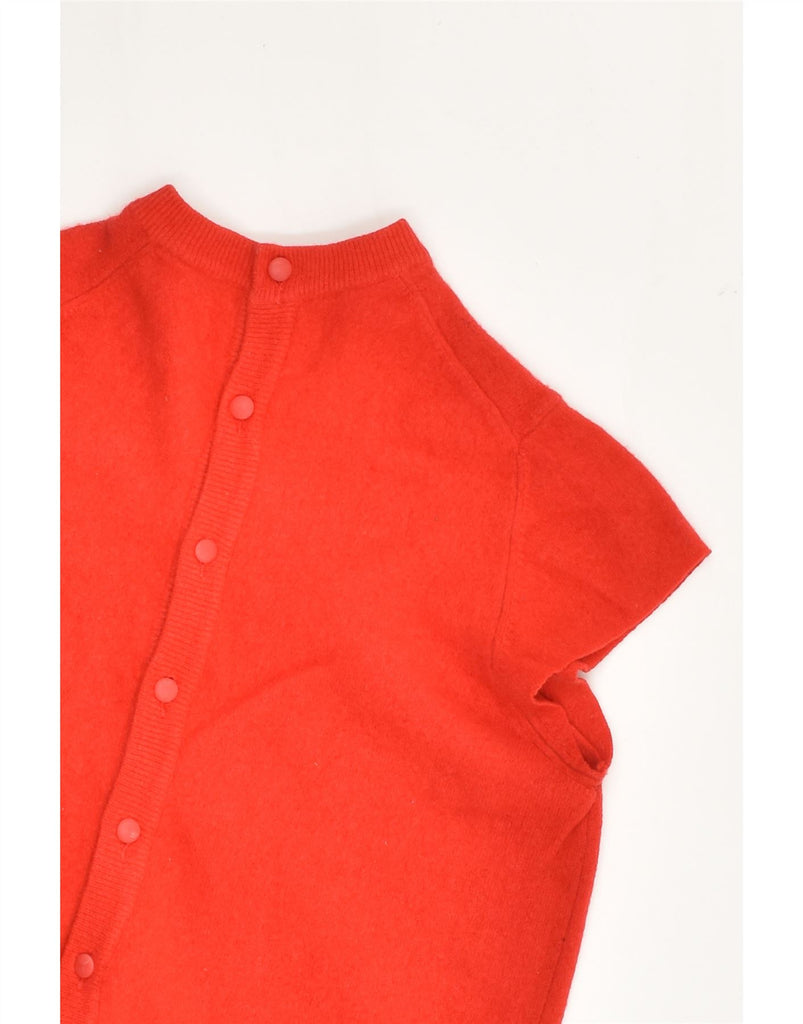 VINTAGE Womens Short Sleeve Button Neck Jumper Sweater UK 8 Small Red Wool | Vintage Vintage | Thrift | Second-Hand Vintage | Used Clothing | Messina Hembry 