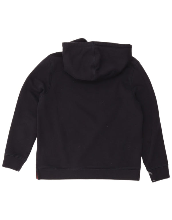 Tommy Hilfiger Womens Graphic Hoodie Jumper UK 14 Medium Navy Blue Cotton