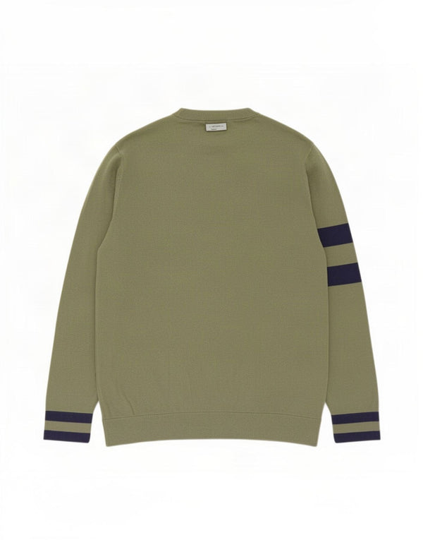 Puma Mens V-Neck Jumper Sweater Medium Green Colourblock