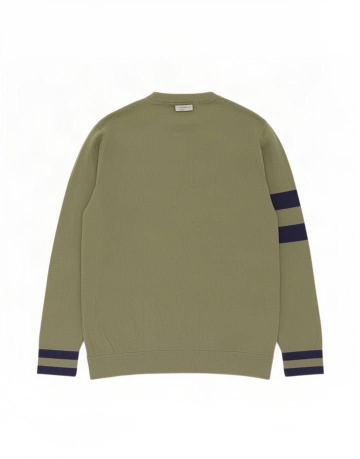 Puma Mens V-Neck Jumper Sweater Medium Green Colourblock