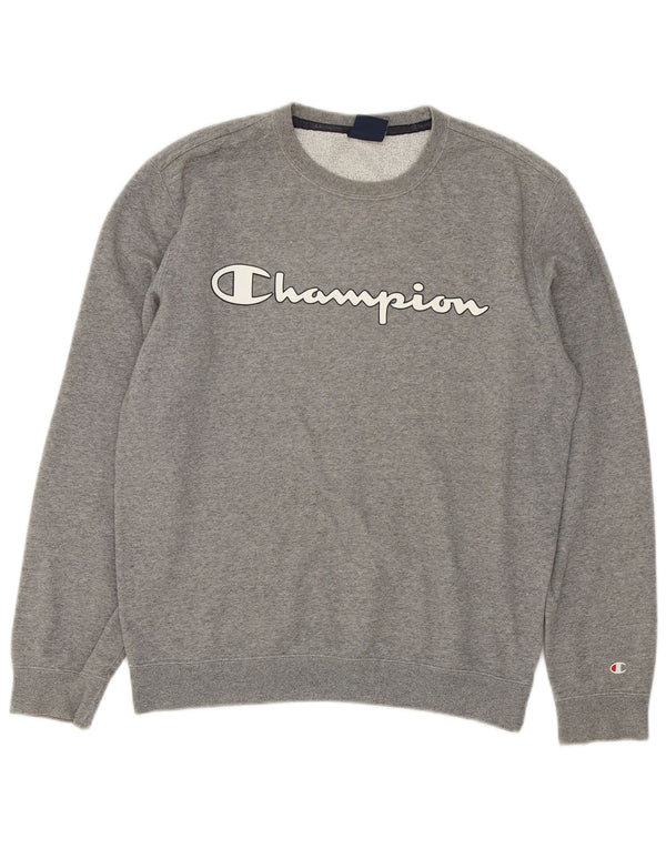 Champion Mens Graphic Sweatshirt Jumper Small Grey Flecked Cotton