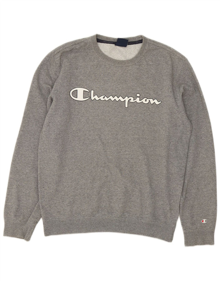 Champion Mens Graphic Sweatshirt Jumper Small Grey Flecked Cotton
