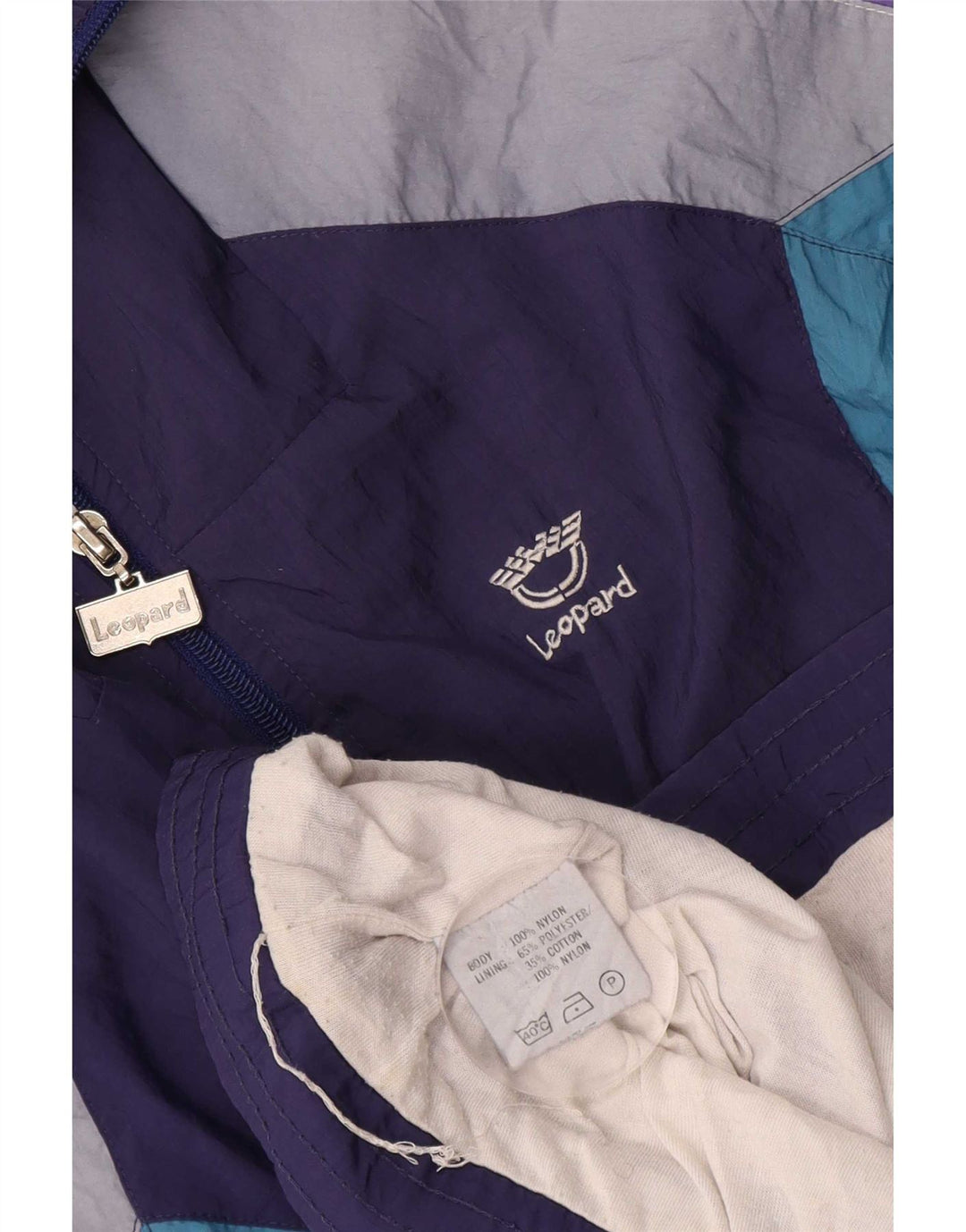 Leopard Mens Tracksuit Top Jacket Medium Purple Colourblock Nylon