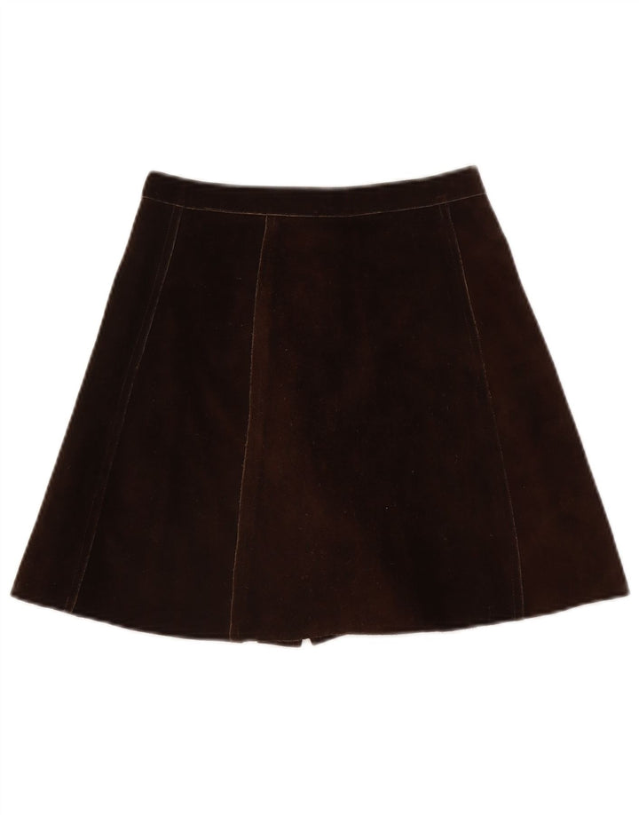 Vintage Womens Suede Mini Skirt W26 Small Brown