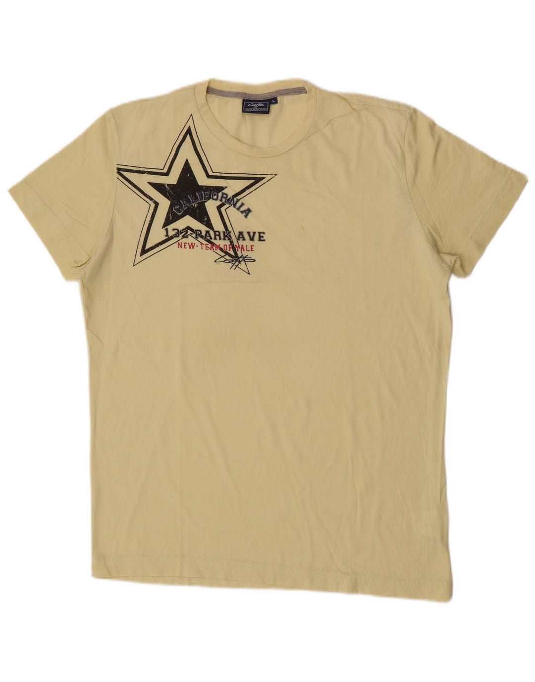 Lotto Mens Graphic T-Shirt Top Large Yellow Cotton