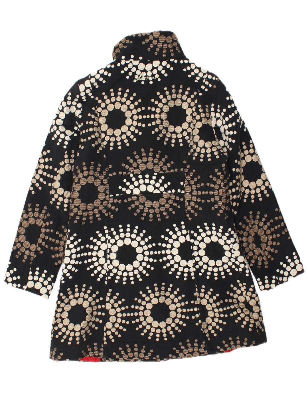 Desigual Womens Overcoat EU 42 Large Black Floral Acrylic