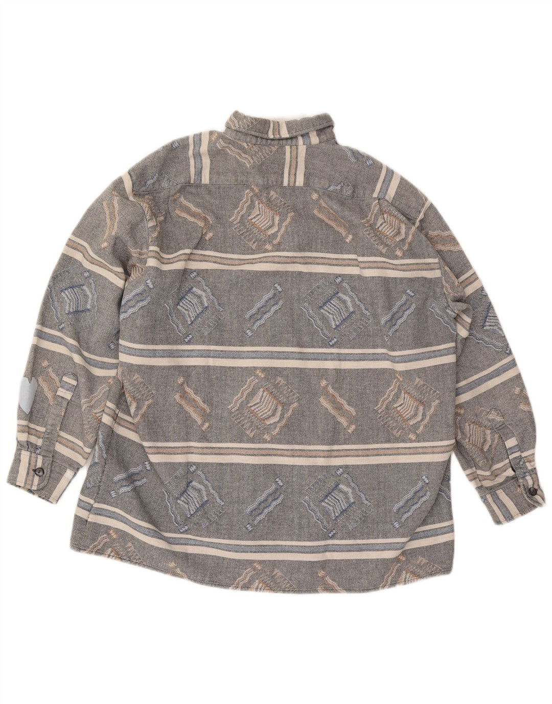 Vintage Mens Flannel Shirt Large Grey Striped