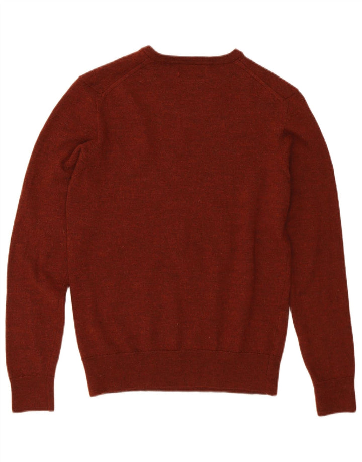 ZARA Womens Crop V-Neck Jumper Sweater UK 12 Medium Brown Wool