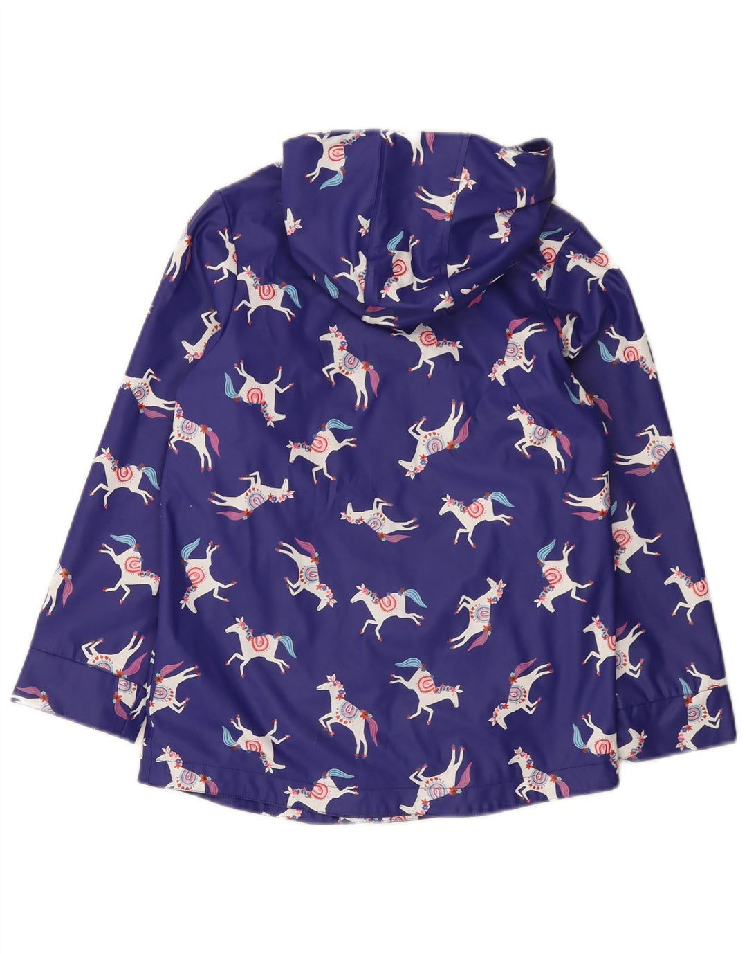 Joules Girls Abstract Pattern Rain Jacket 7-8 Years Blue Animal Print