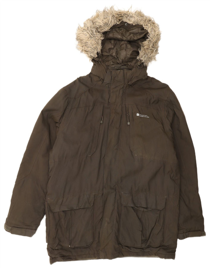 Mountain Warehouse Mens Hooded Parka Jacket UK 38 Medium Brown Nylon