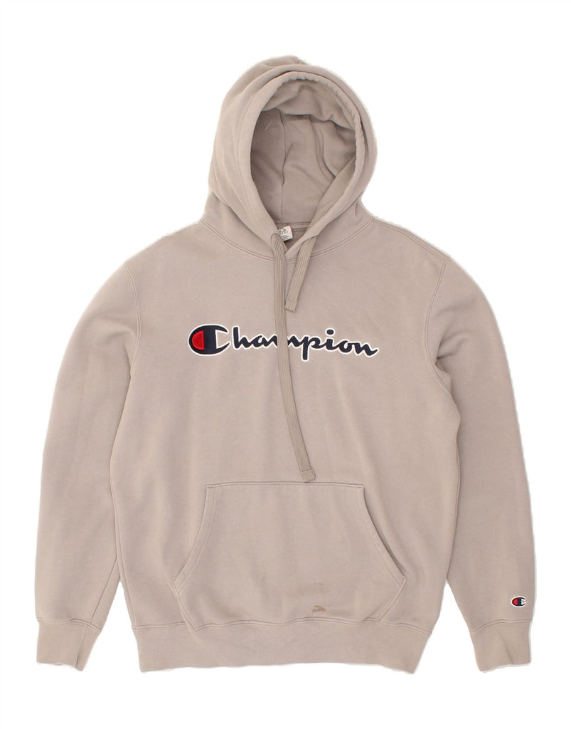 CHAMPION Mens Graphic Hoodie Jumper Large Grey Cotton | Vintage Champion | Thrift | Second-Hand Champion | Used Clothing | Messina Hembry 