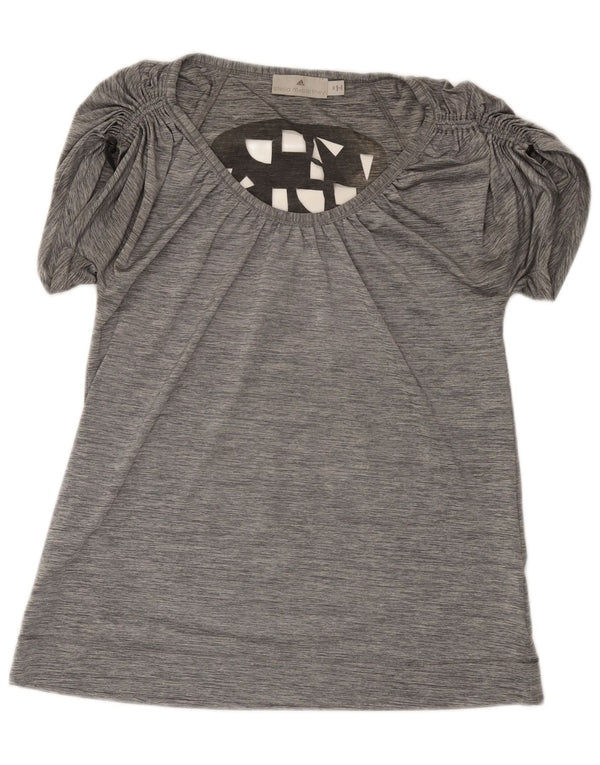 Adidas Womens Stella McCartney Graphic Tunic Top EU 36 Small Grey Polyester