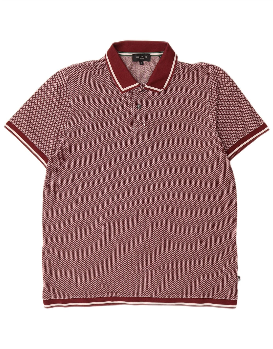 Ted Baker Mens Polo Shirt Size 2 Small Burgundy Spotted Cotton