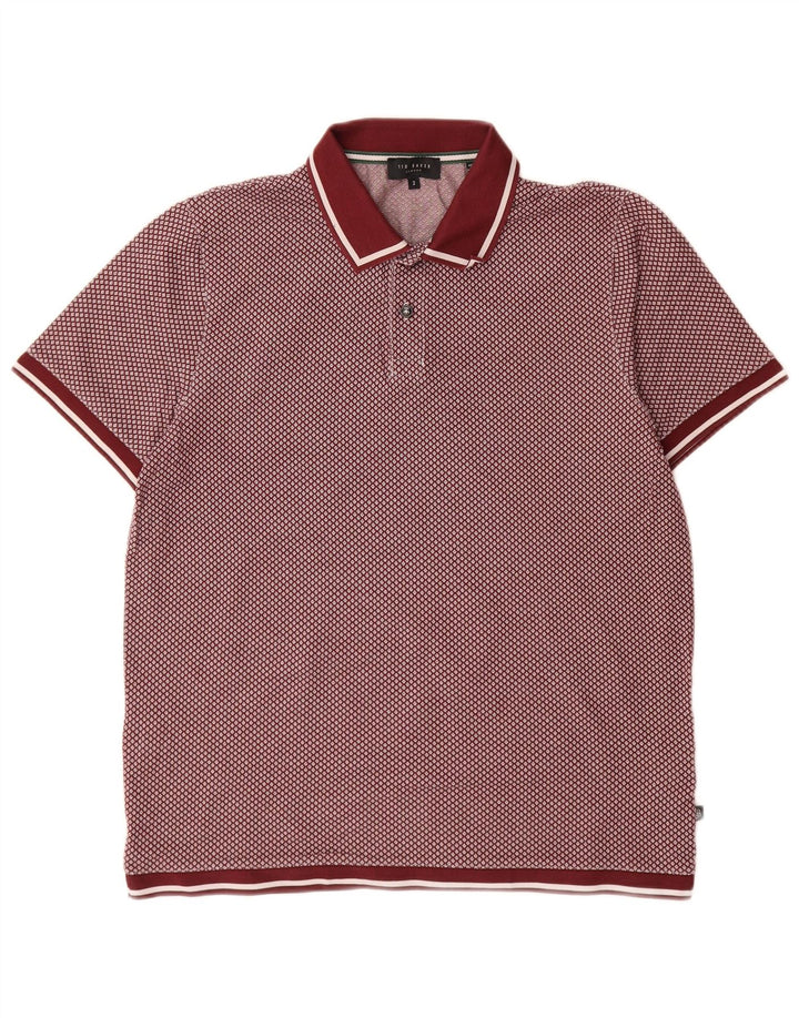 Ted Baker Mens Polo Shirt Size 2 Small Burgundy Spotted Cotton