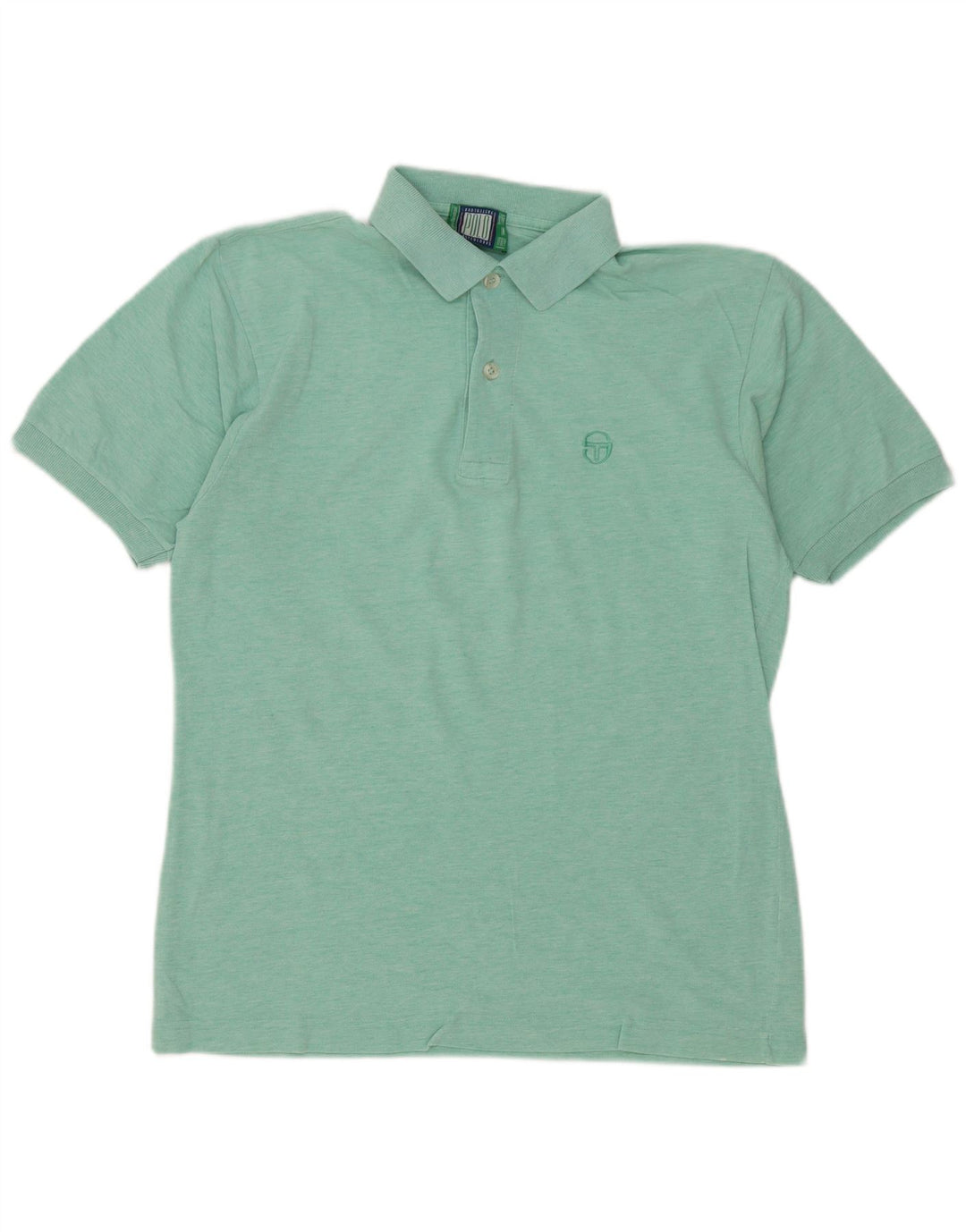 Sergio Tacchini Mens Polo Shirt Medium Green Flecked Cotton