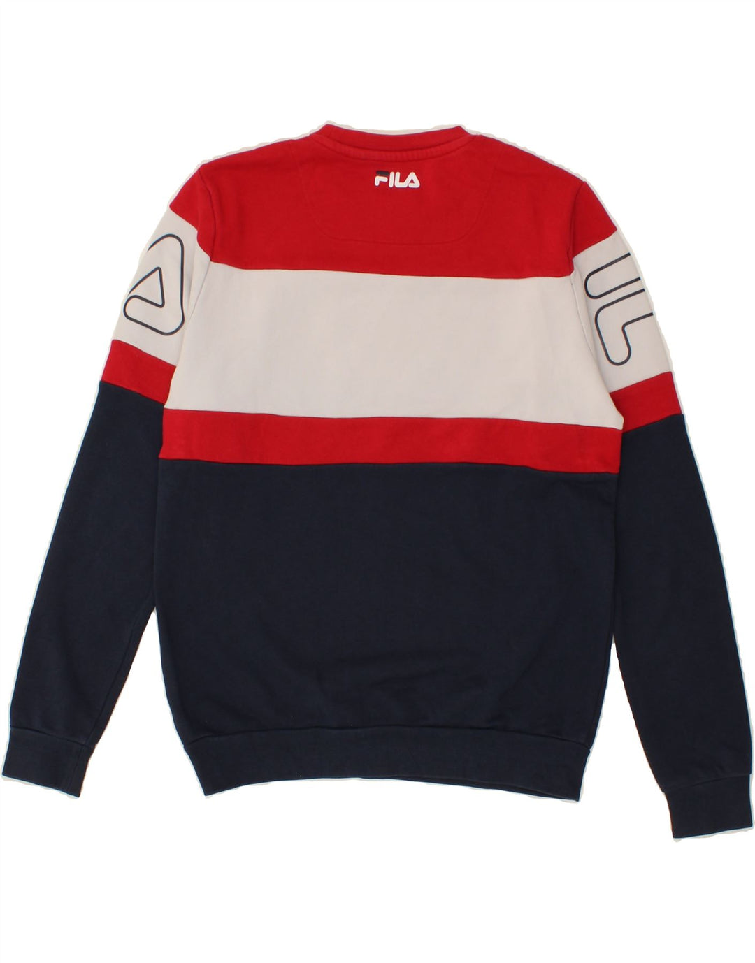 FILA Mens Graphic Sweatshirt Jumper XS Multicoloured Colourblock Vintage Fila and Second-Hand Fila from Messina Hembry 