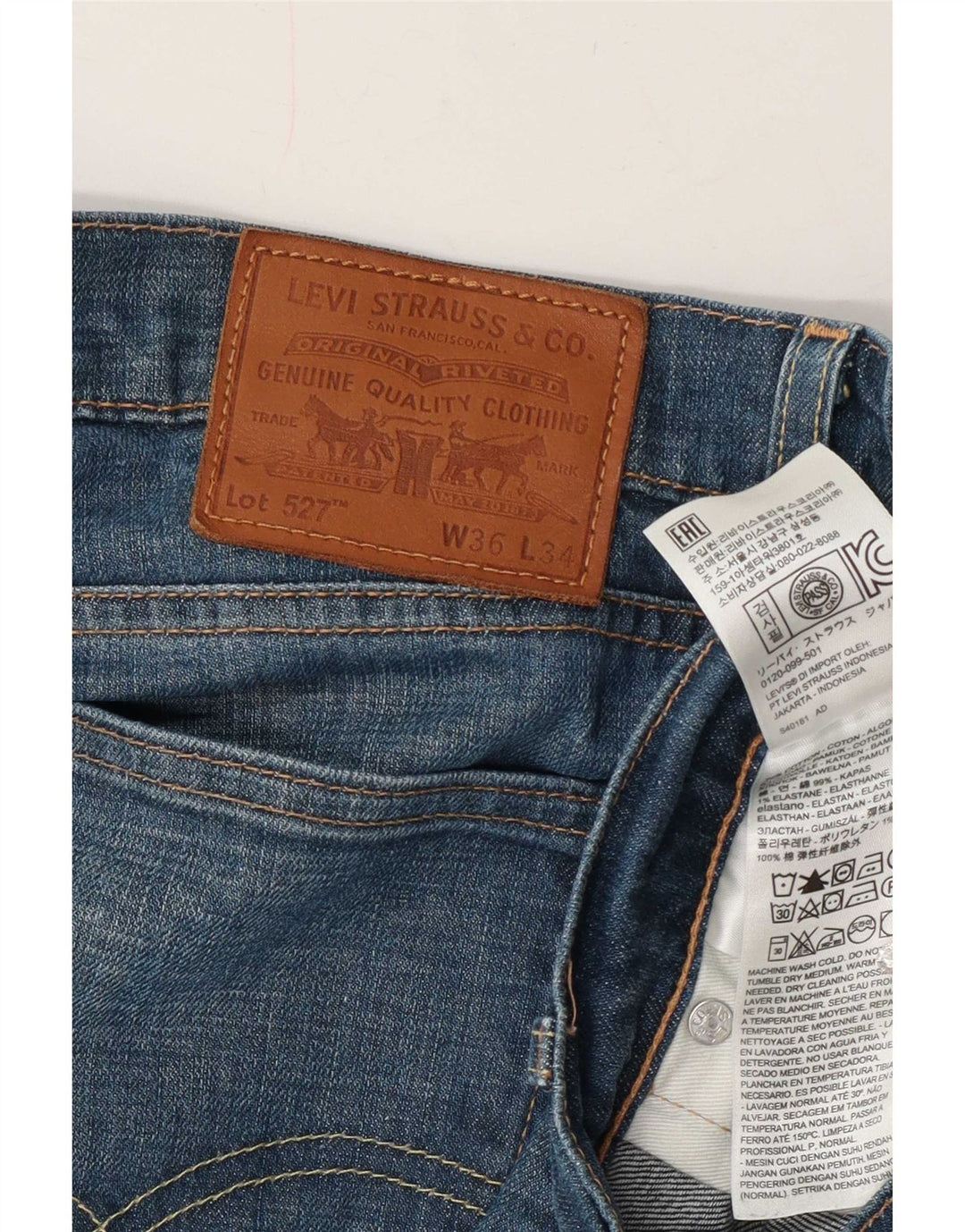 Levi's Mens 527 Bootcut Jeans W36 L30 Blue Cotton