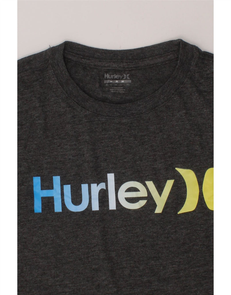 HURLEY Boys Graphic T-Shirt Top 10-11 Years Medium  Grey Flecked Polyester Vintage Hurley and Second-Hand Hurley from Messina Hembry 