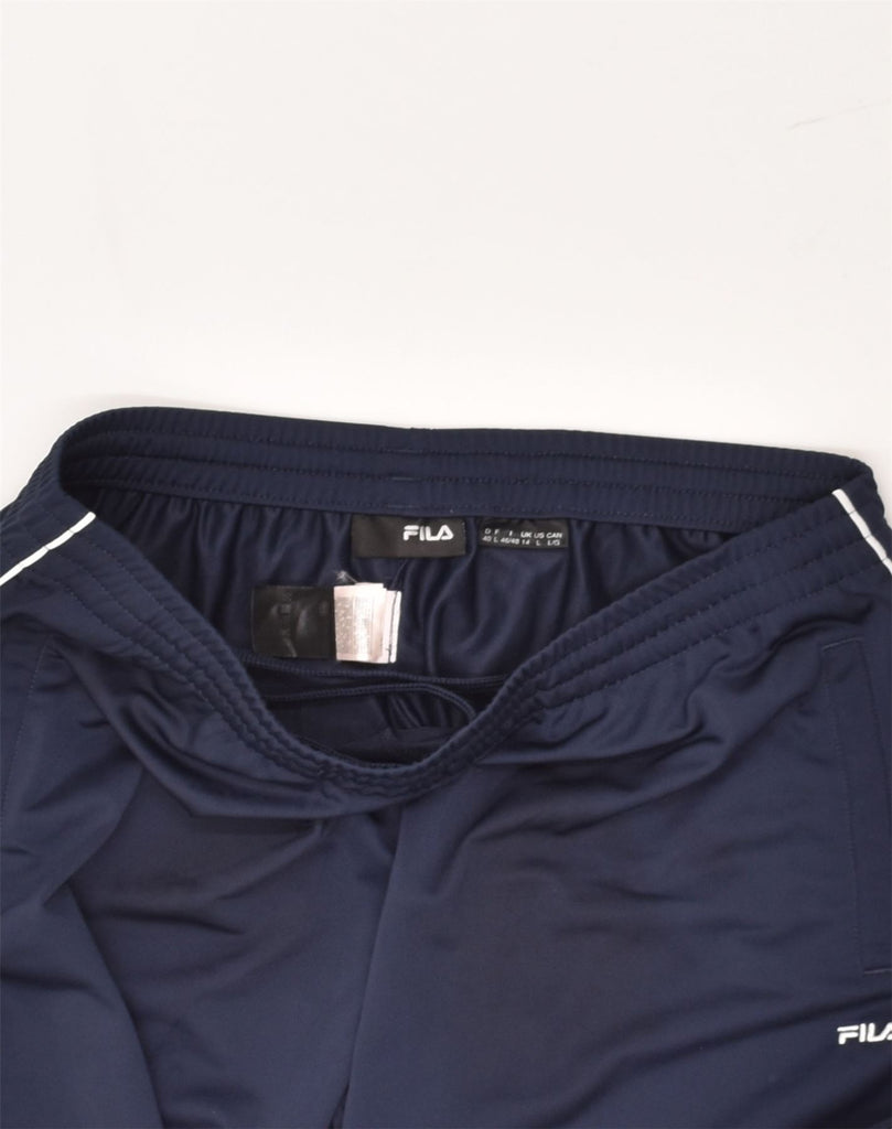 FILA Womens Tracksuit Trousers UK 14 Large Navy Blue Polyester | Vintage Fila | Thrift | Second-Hand Fila | Used Clothing | Messina Hembry 