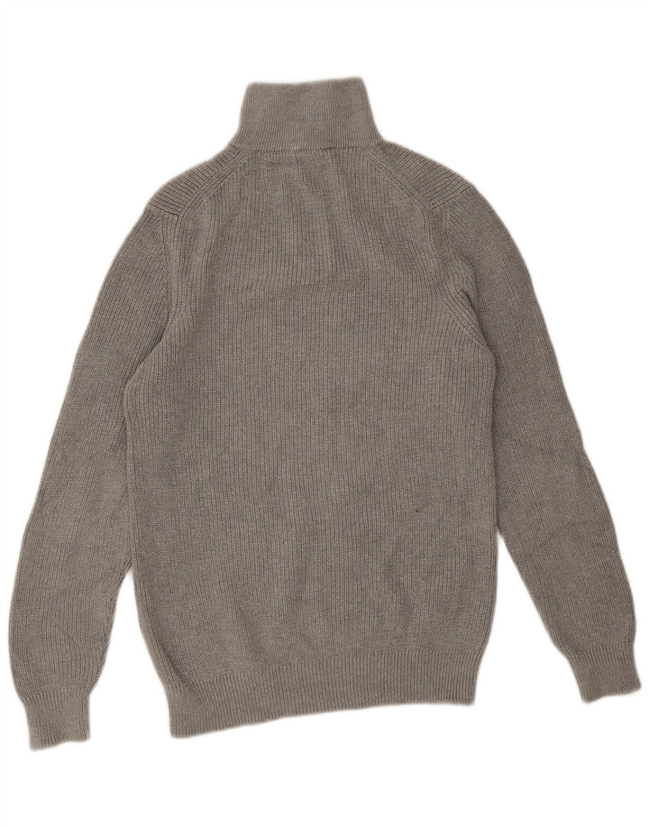 Zara Mens Zip Neck Jumper Sweater Medium Grey Cotton