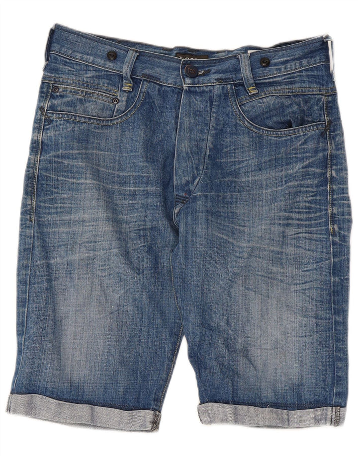 Lee Mens Green Cinch Denim Shorts  W29 Small Blue Cotton