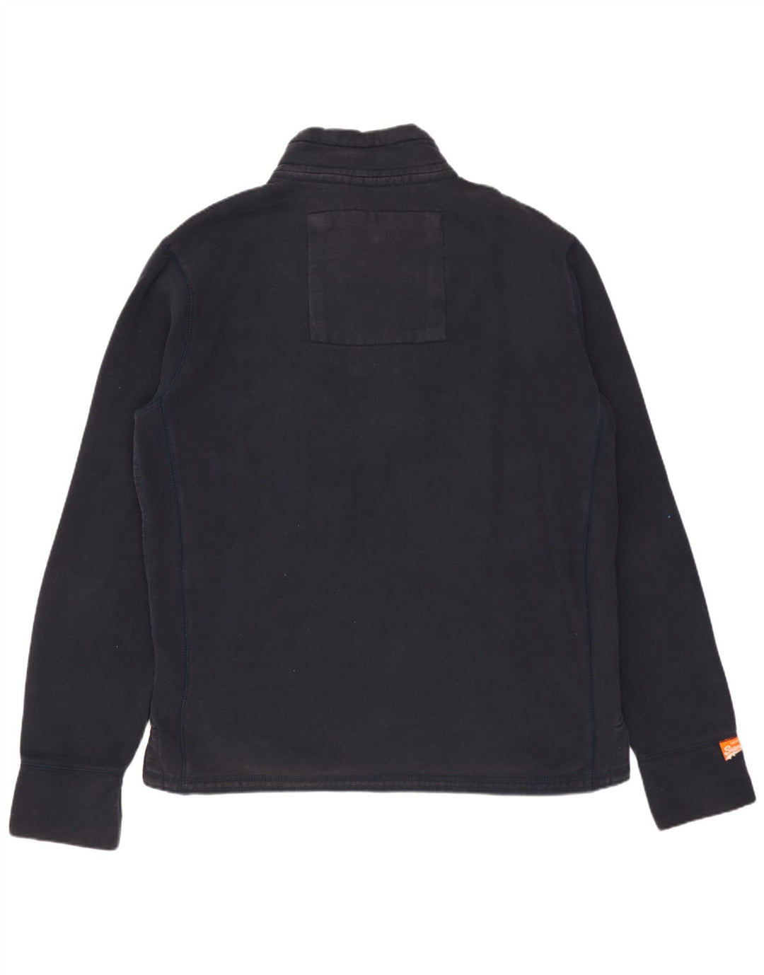 Superdry Mens Graphic Button Neck Sweatshirt Jumper Large Navy Blue Cotton