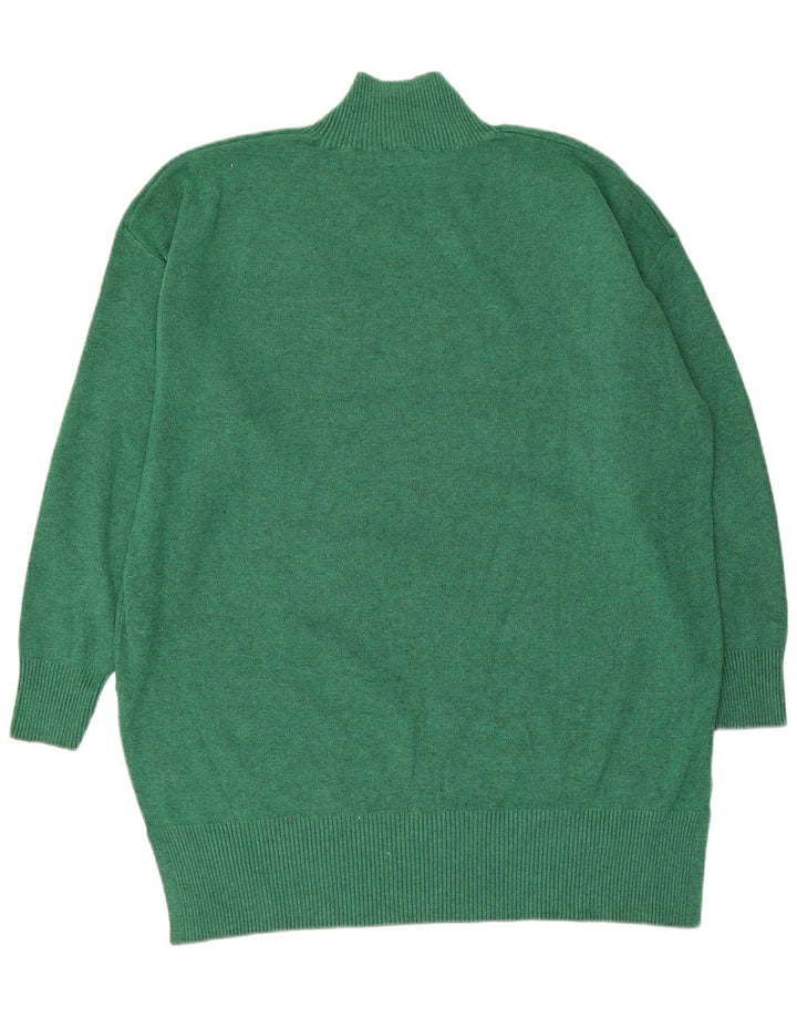 Marks & Spencer Womens Longline Turtle Neck Jumper Sweater UK 16 Large Gree