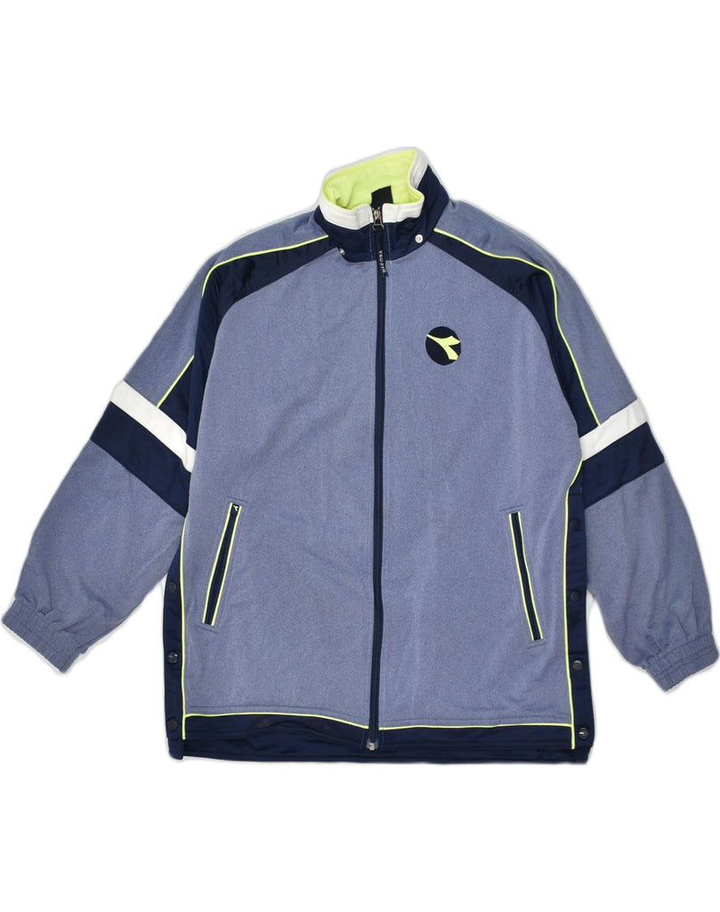 DIADORA Mens Tracksuit Top Jacket UK 38 Medium Blue Colourblock Polyester | Vintage Diadora | Thrift | Second-Hand Diadora | Used Clothing | Messina Hembry 