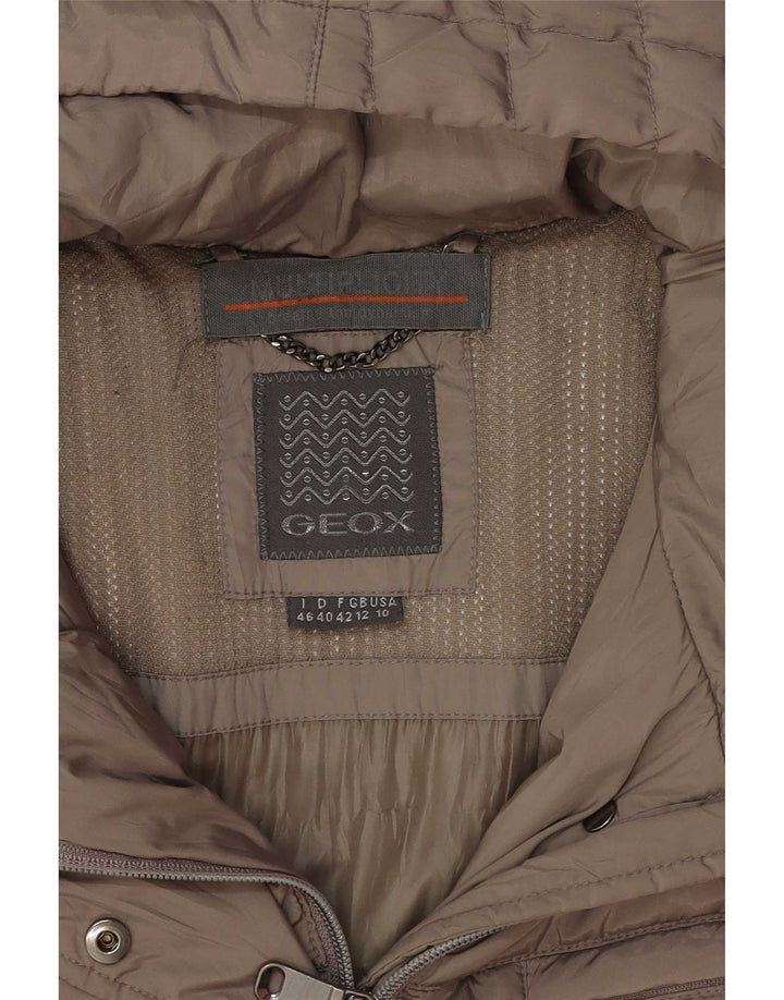 Geox Womens Hooded Padded Coat UK 12 Medium Brown Polyester