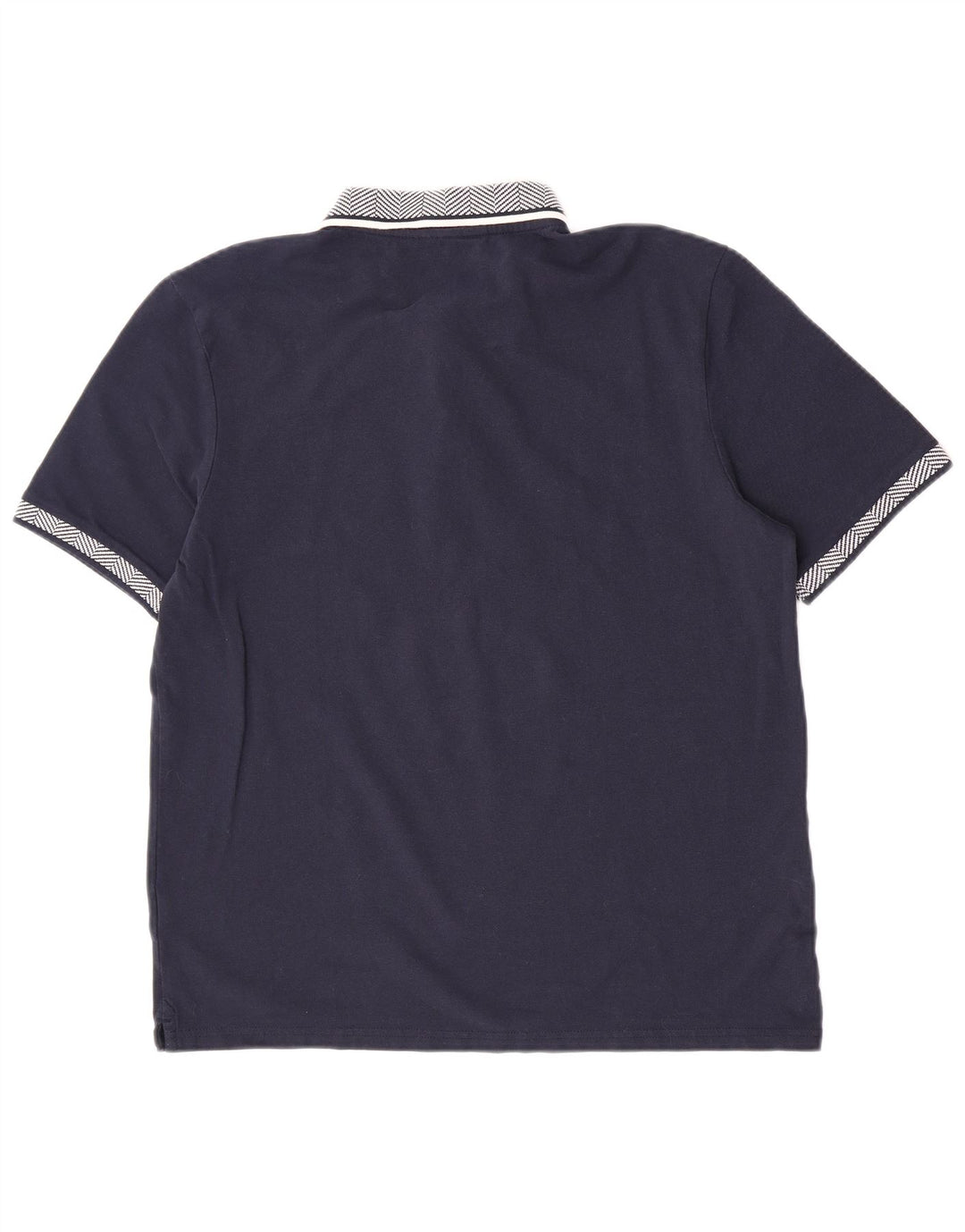 Ben Sherman Mens Polo Shirt Large Navy Blue Striped Cotton