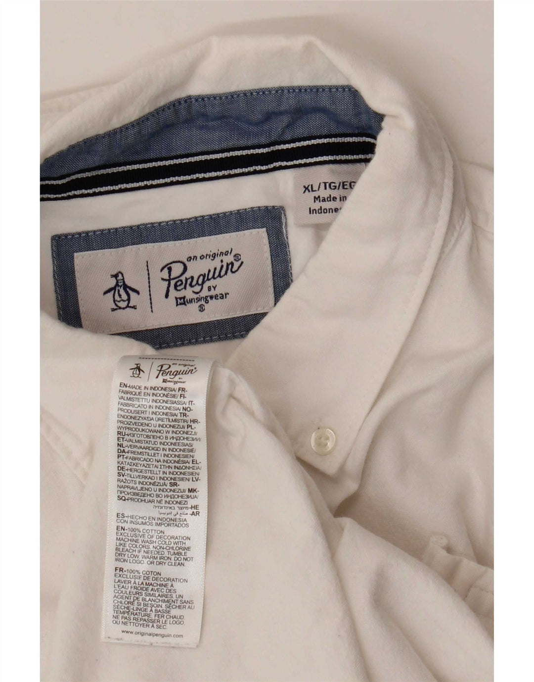 Penguin Mens Short Sleeve Shirt XL White Cotton