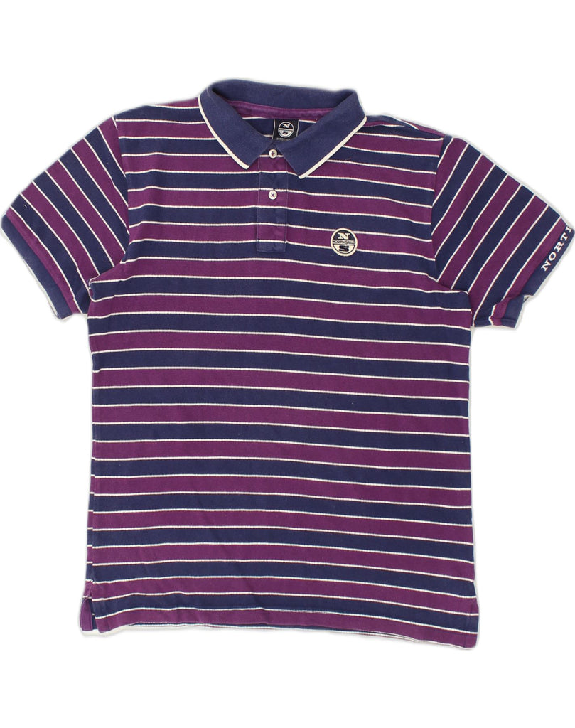 NORTH SAILS Mens Polo Shirt Large Purple Striped Cotton | Vintage North Sails | Thrift | Second-Hand North Sails | Used Clothing | Messina Hembry 