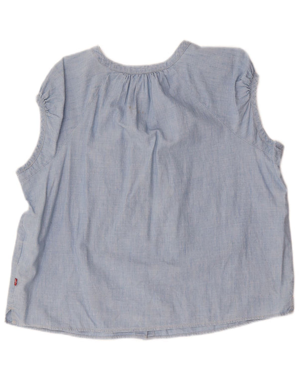Levi's Womens Oversized Shirt Blouse UK 16 Large Blue Cotton