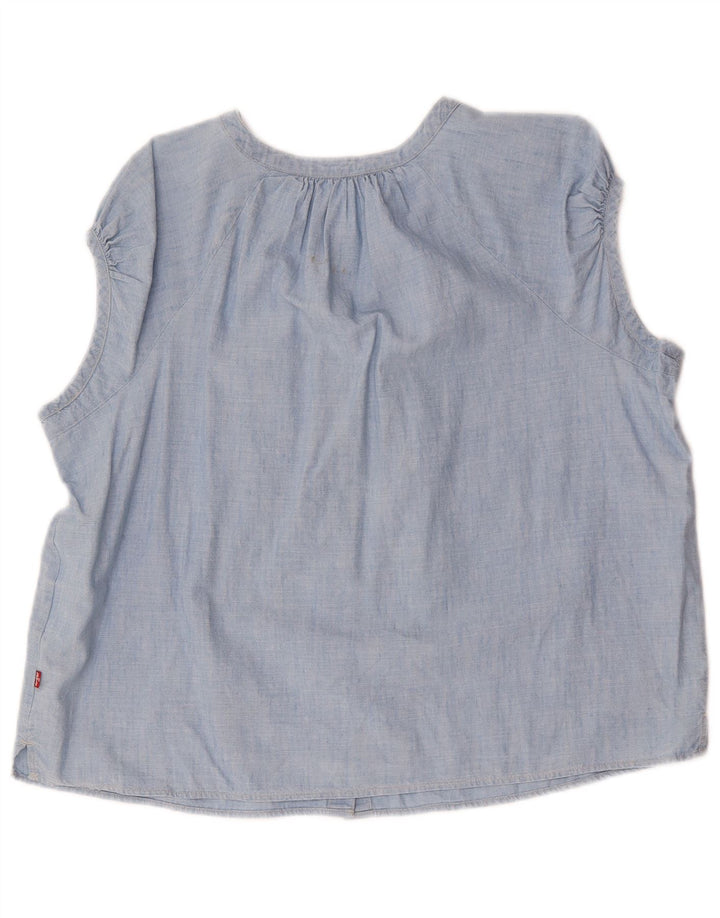 Levi's Womens Oversized Shirt Blouse UK 16 Large Blue Cotton