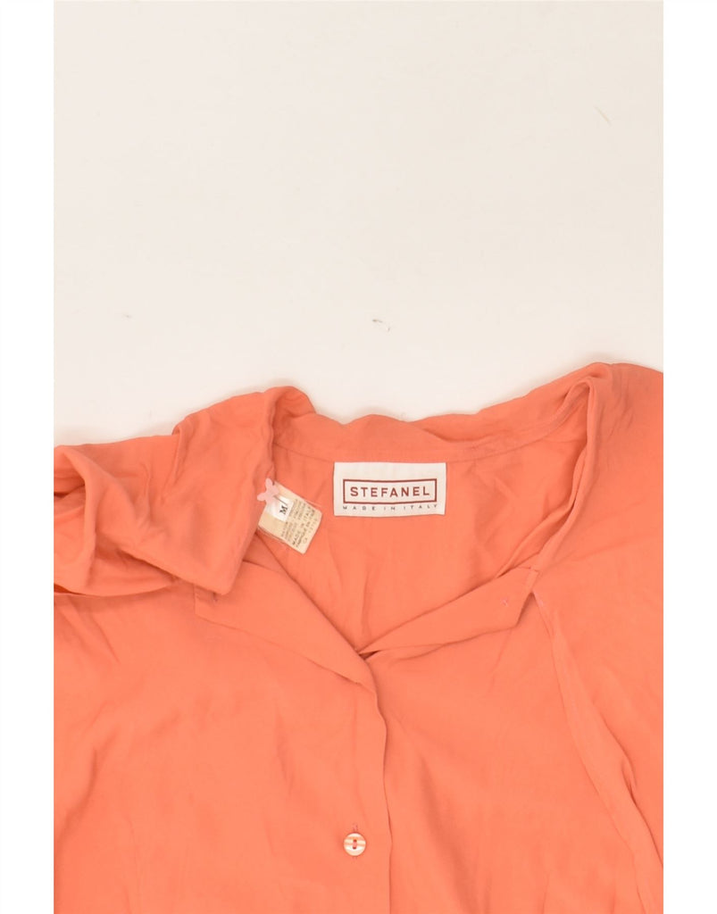 STEFANEL Womens Long Sleeve Shirt Blouse UK 14 Medium Orange Viscose | Vintage Stefanel | Thrift | Second-Hand Stefanel | Used Clothing | Messina Hembry 