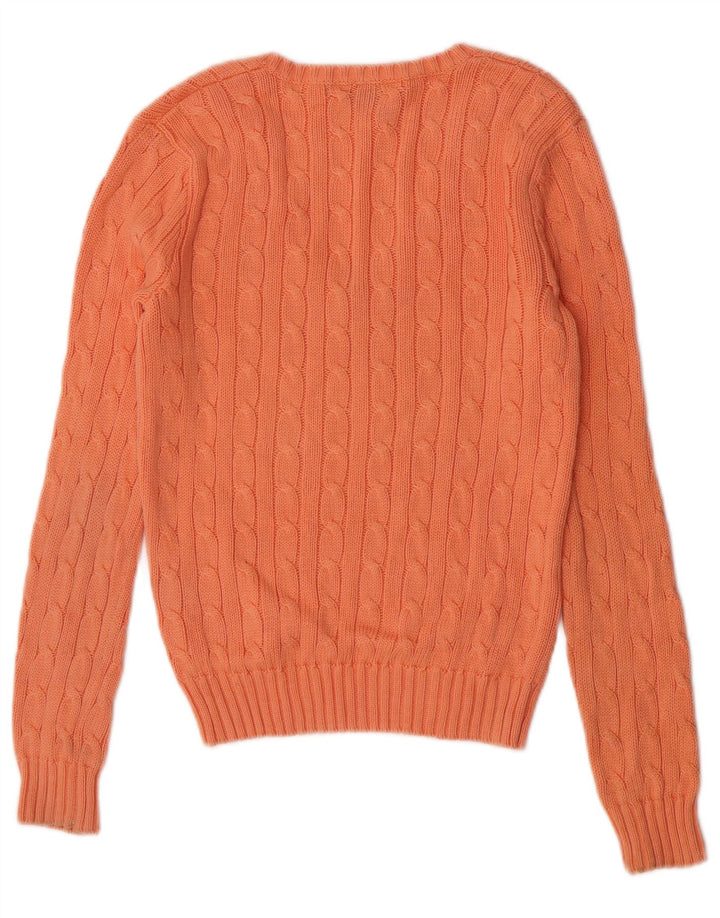 Ralph Lauren Womens V-Neck Jumper Sweater UK 12 Medium Orange