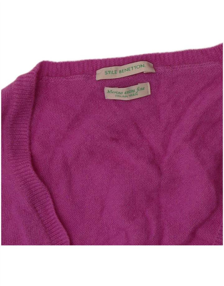 Benetton Womens Cardigan Sweater UK 12 Medium Purple