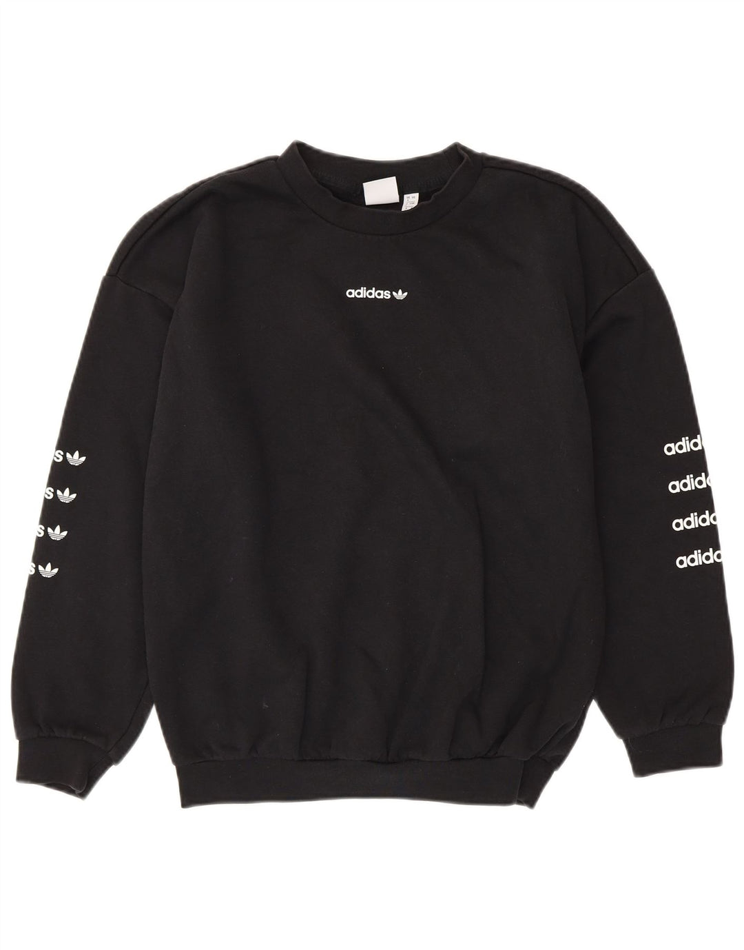 ADIDAS Womens Oversized Graphic Sweatshirt Jumper UK 8 Small  Black Cotton