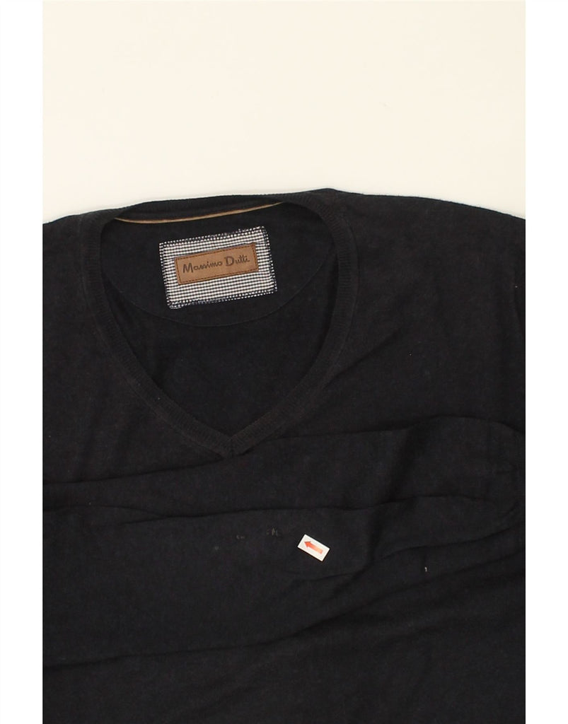 MASSIMO DUTTI Mens V-Neck Jumper Sweater Medium Navy Blue | Vintage Massimo Dutti | Thrift | Second-Hand Massimo Dutti | Used Clothing | Messina Hembry 