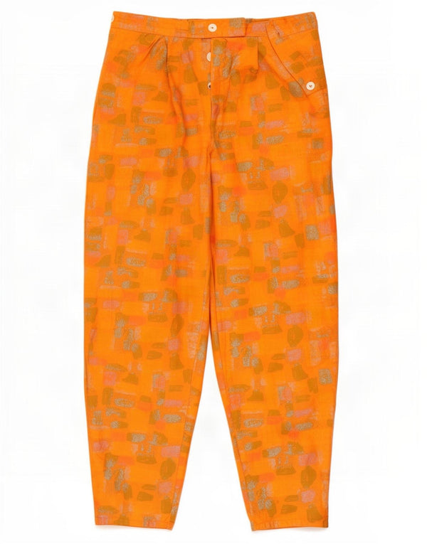 Vintage Womens High Waist Suit Trousers Medium W32 L28 Orange Geometric