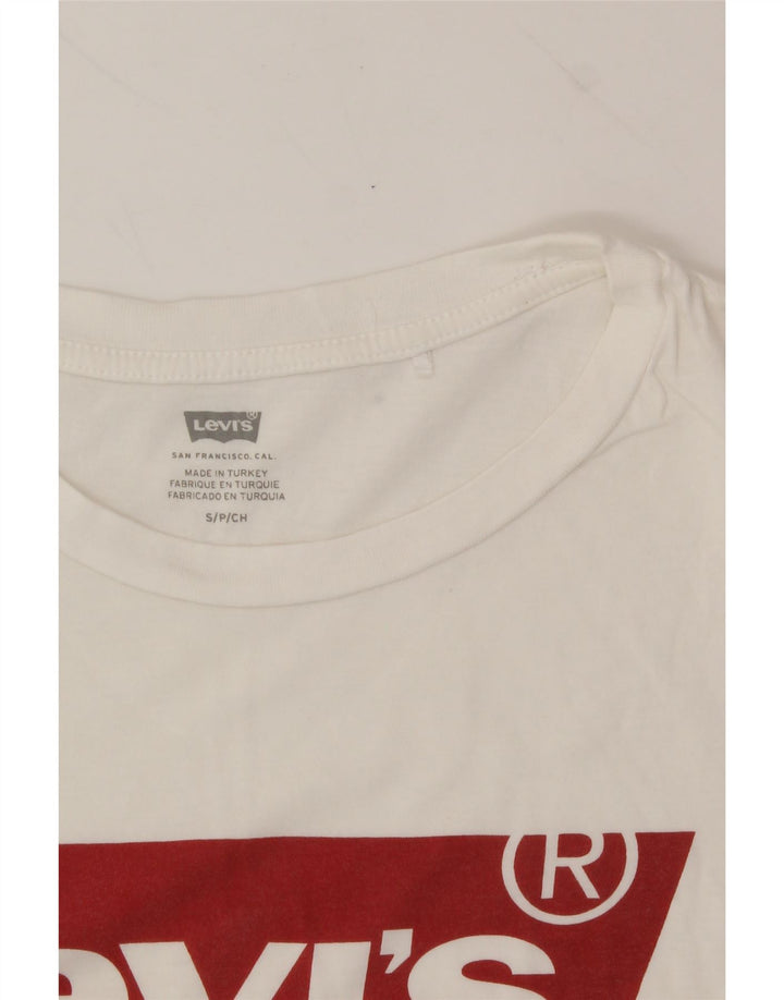 LEVI'S Womens Graphic T-Shirt Top UK 10 Small White Cotton Vintage Levi's and Second-Hand Levi's from Messina Hembry 