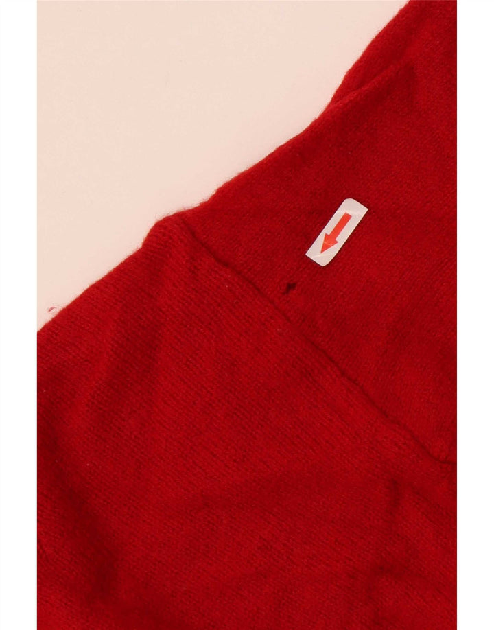 Benetton Womens Cardigan Sweater UK 14 Medium Red Virgin Wool