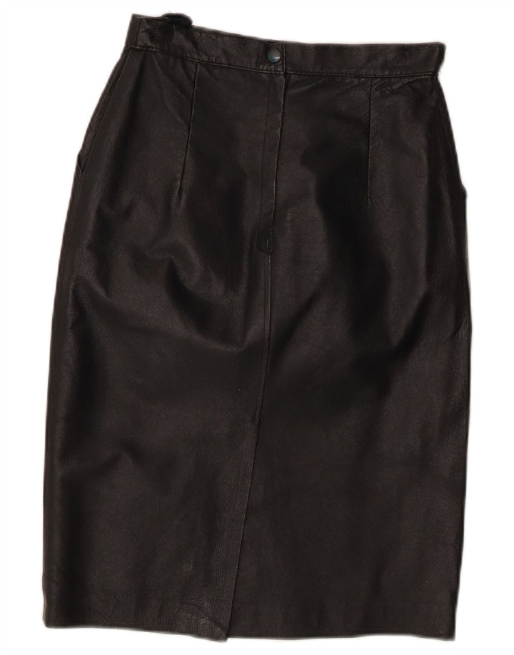 Vintage Womens Leather Skirt W24 XS Black