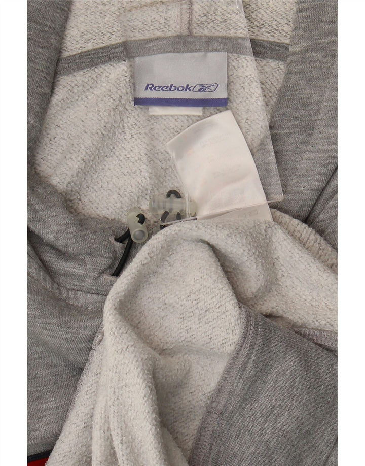 Reebok Mens Graphic Hoodie Jumper XL Grey Flecked Polyester